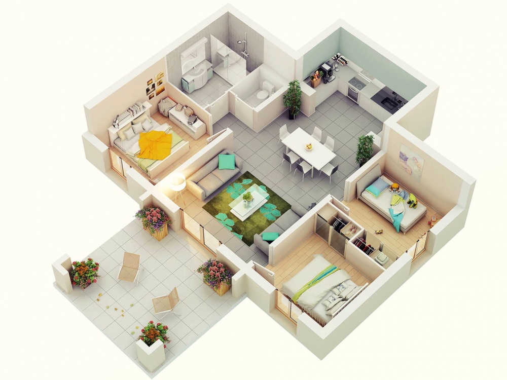 Design Your Future Home With 3 Bedroom 3D Floor Plans