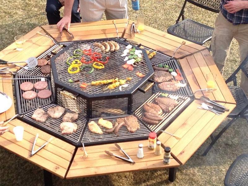 wooden portable barbecue