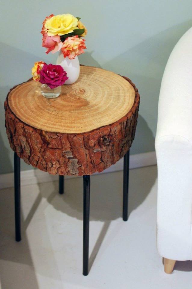 wooden firewood table