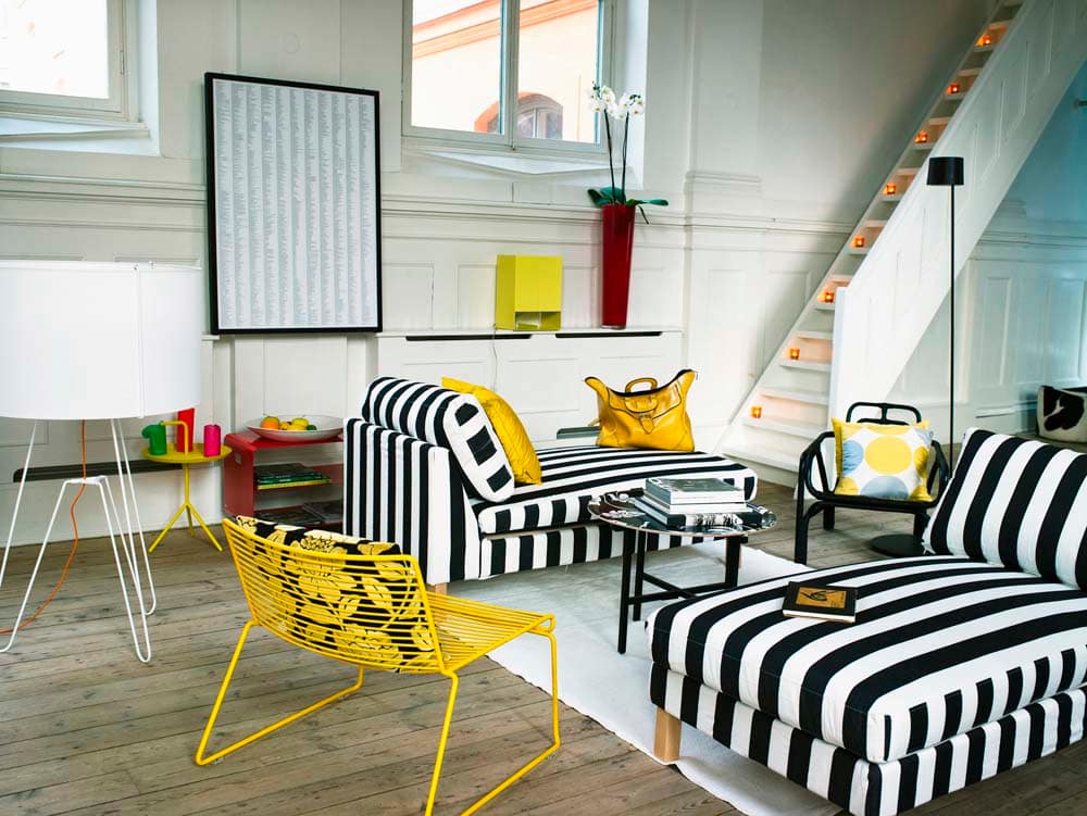 yellow accent living room