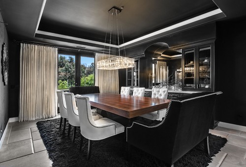 black dining room