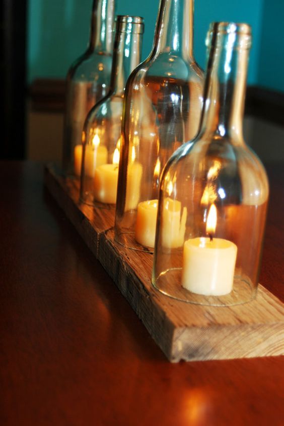 wine bottles candle