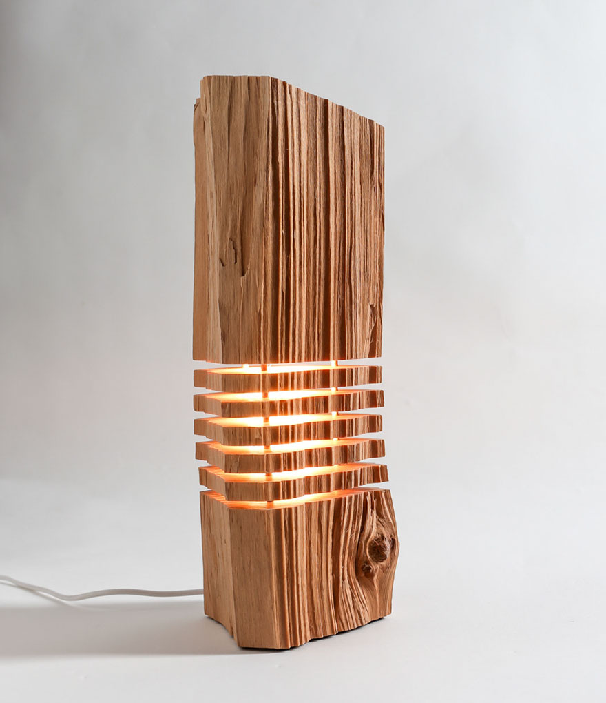 sliced lamps of wood