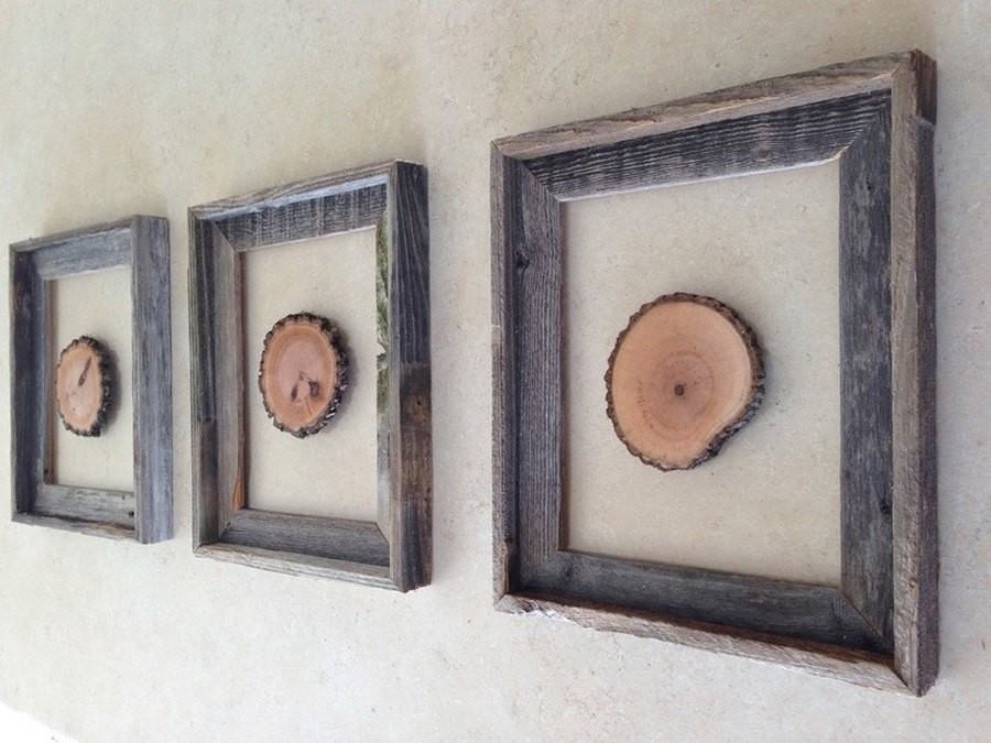 wood slices in frames