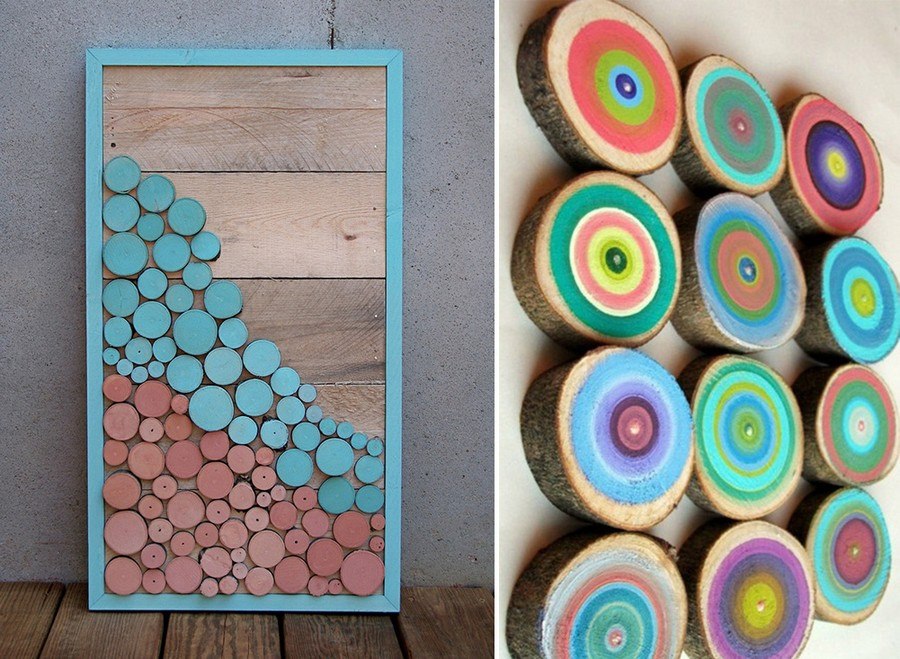 colorful wood slices