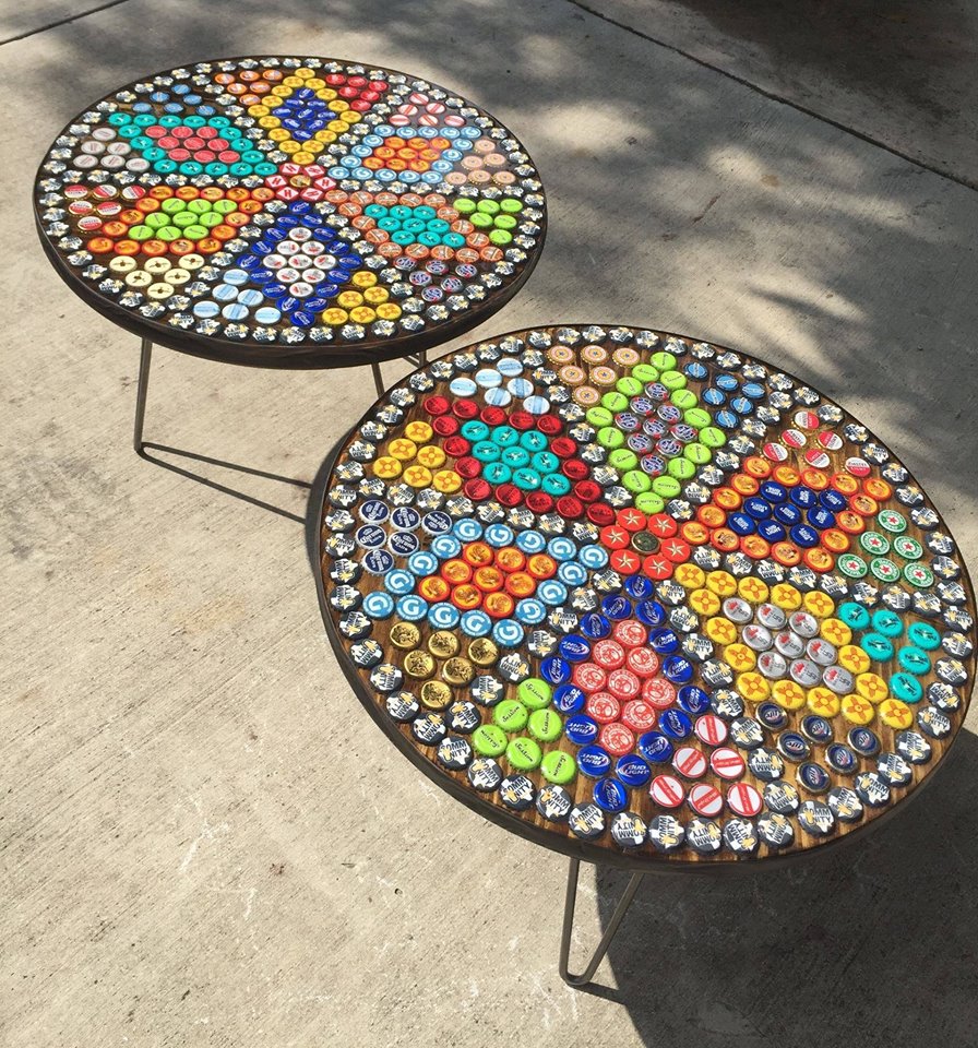 circle table mat of bottle caps