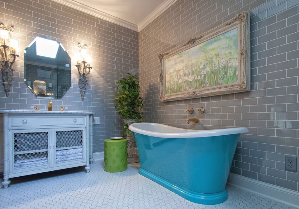 blue bathtub