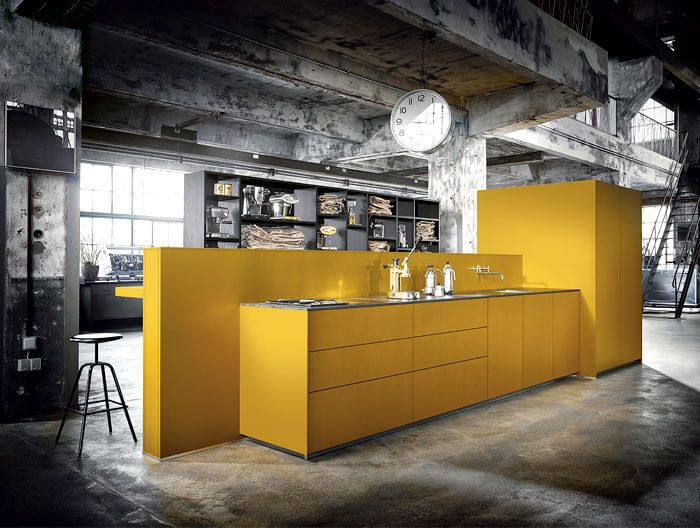 yellow kitchen island