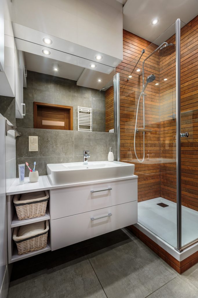 modern wooden shower 