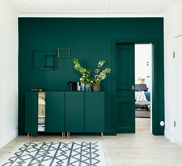 dark green living room