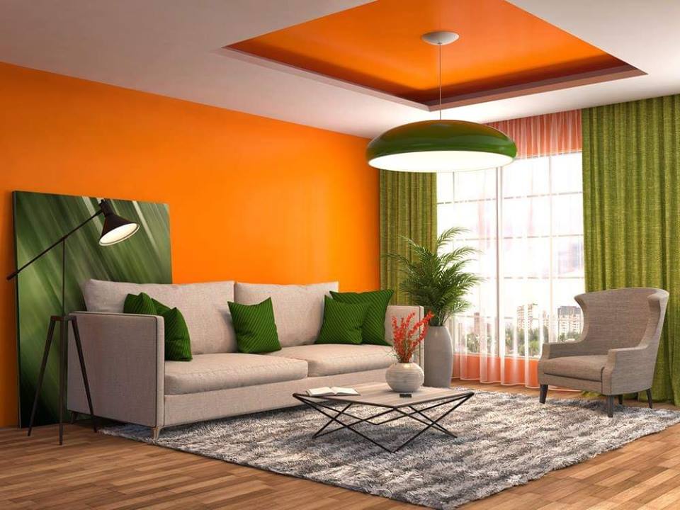 orange interior vibrant space