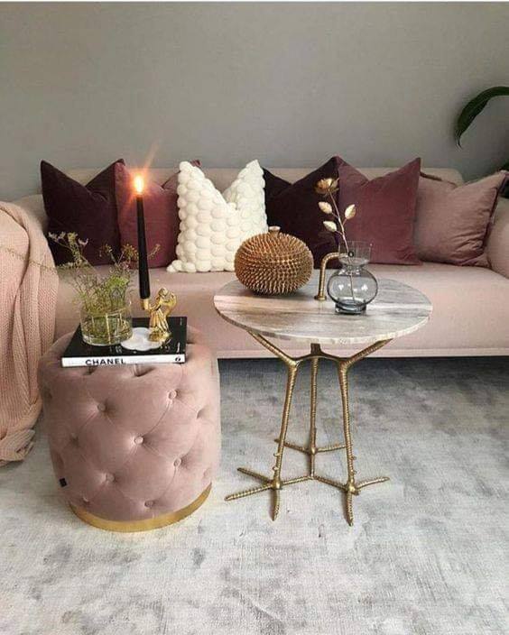 dusty pink living room