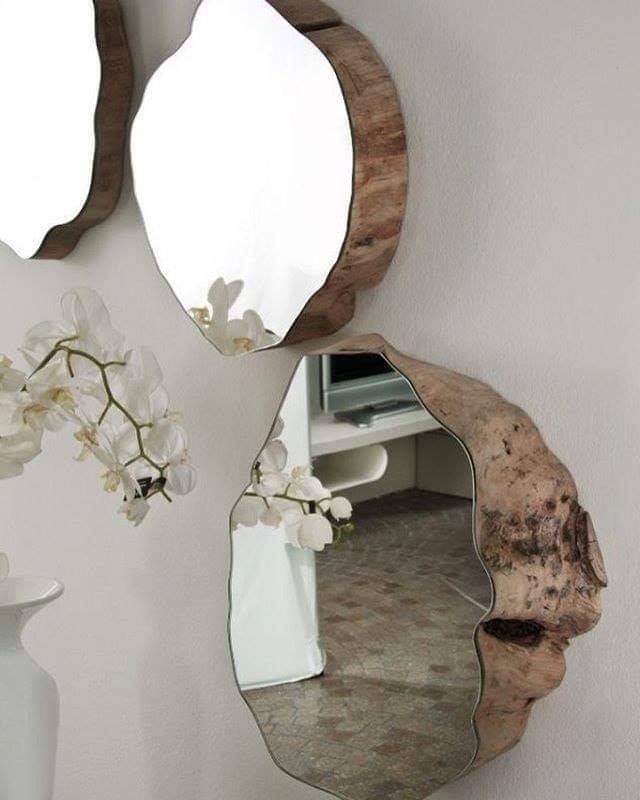 rustic wooden mirror circles