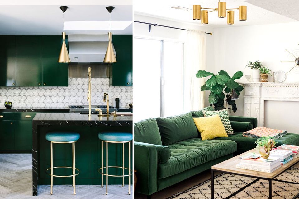 dark green living room