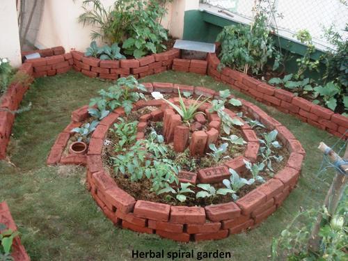 bricks spiral garden