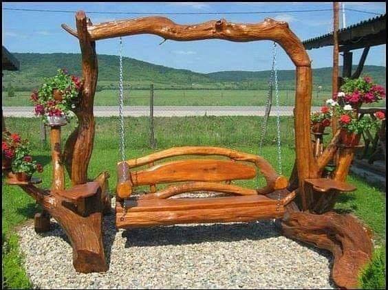 rustic wooden swings