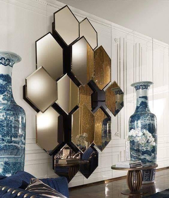 geometric wall mirror