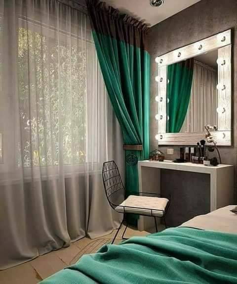 dark green curtains