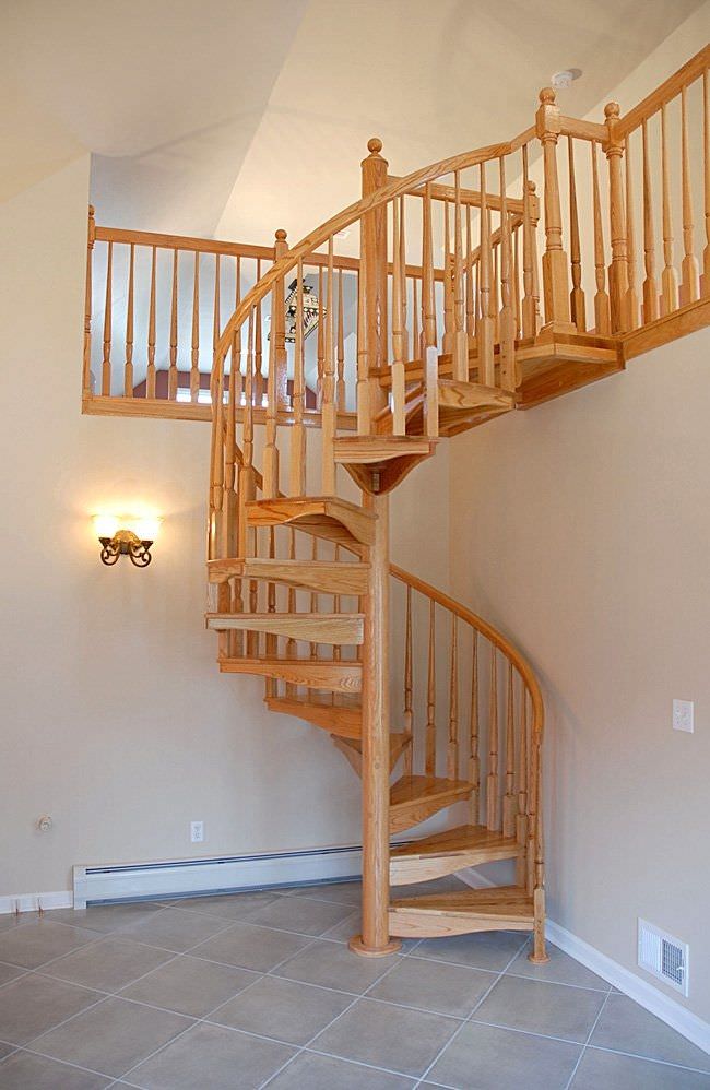 wooden spiral stairs