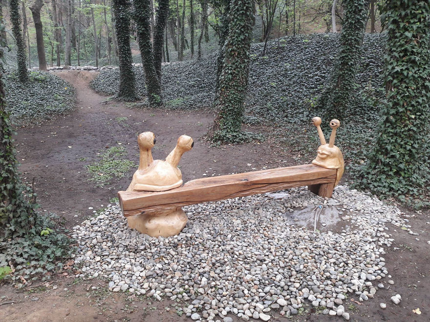 wood roots bench