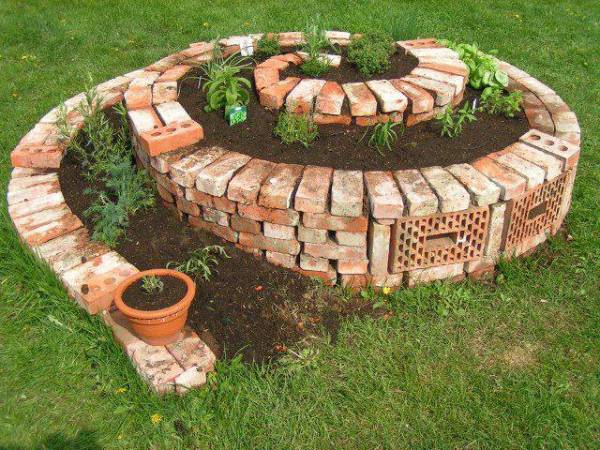 bricks spiral garden