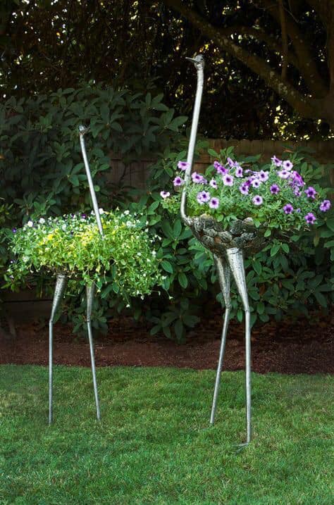 metal bird planter