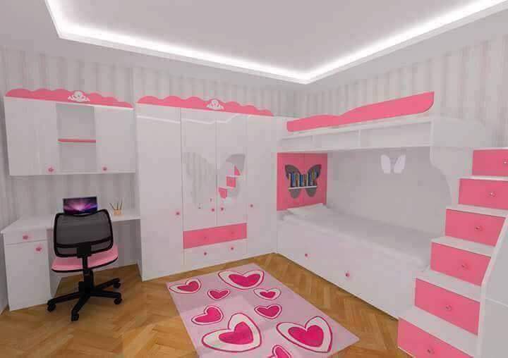 pink bunk bed