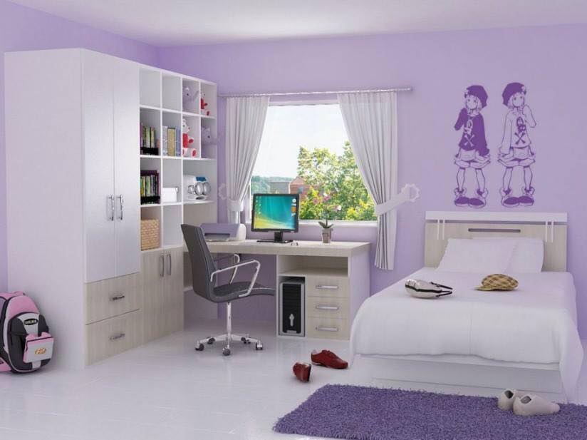 purple and white kids room