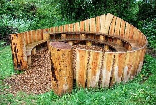 outdoor wooden seating bench