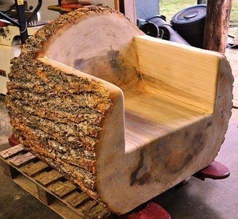wood log chair