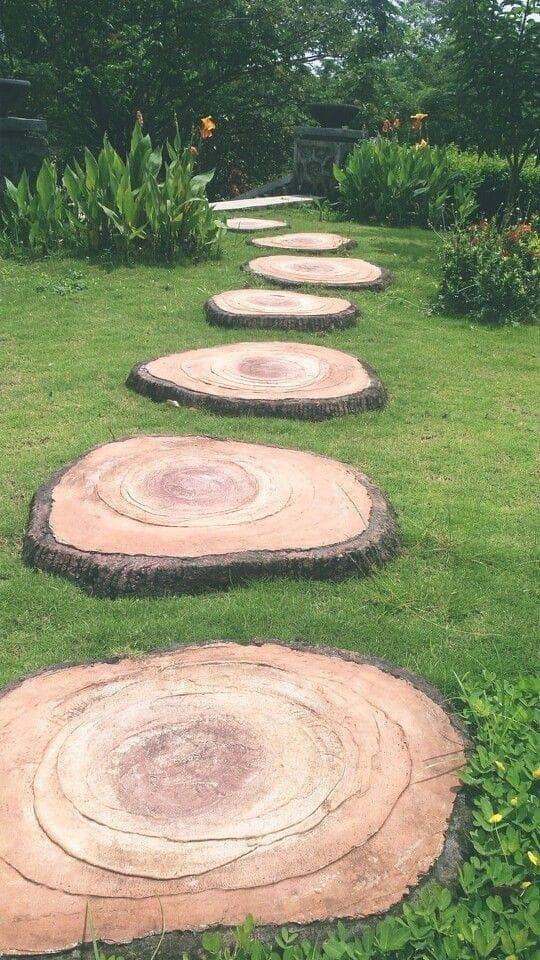 firewood stepping stones
