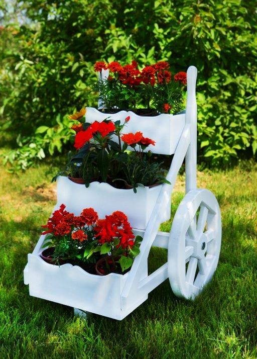 white planter and wheel