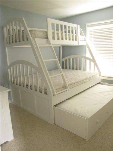 white bunk bed