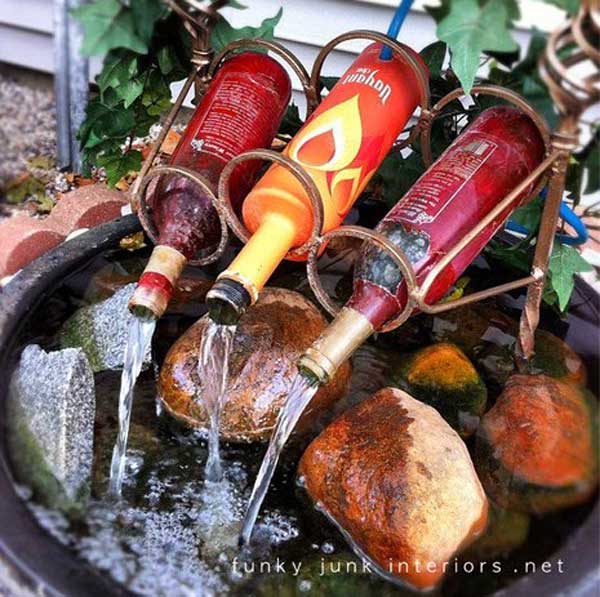 wine bottles waterfall