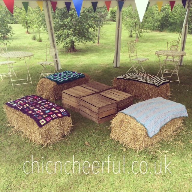 hay bale seating area