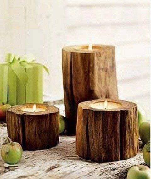 tree stump candles