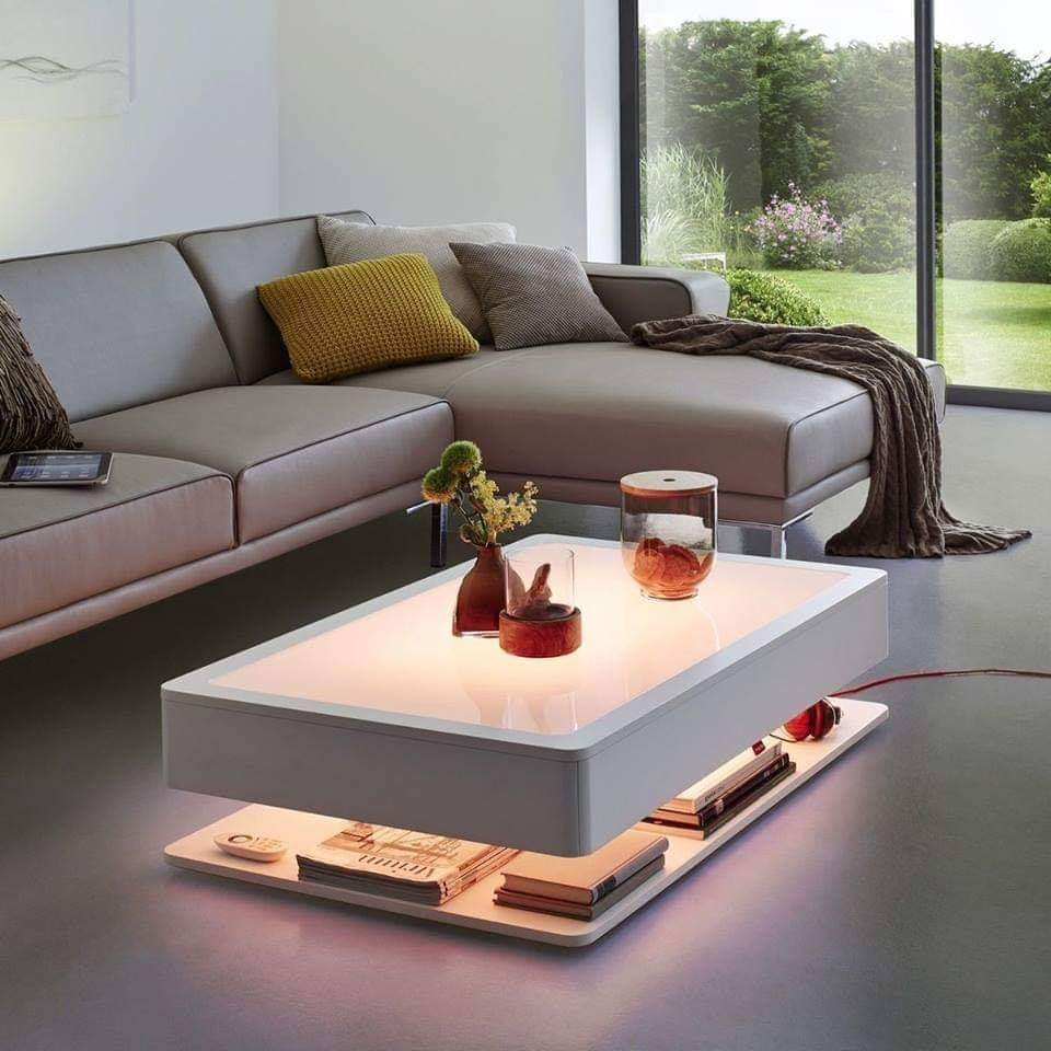 coffee table and led