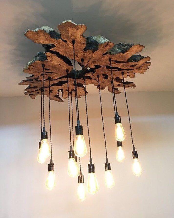 wood chandelier