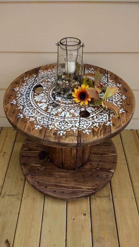 wood reel table