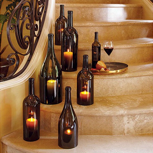 wine bottles candle holders