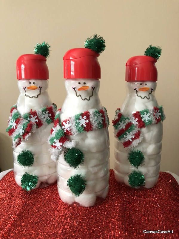 plastic bottle snowman