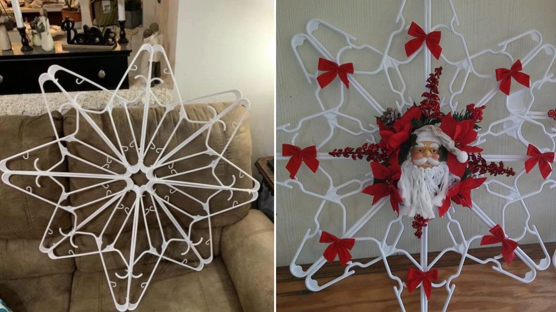 DIY Nice Clothes Hanger Snowflake Wreath