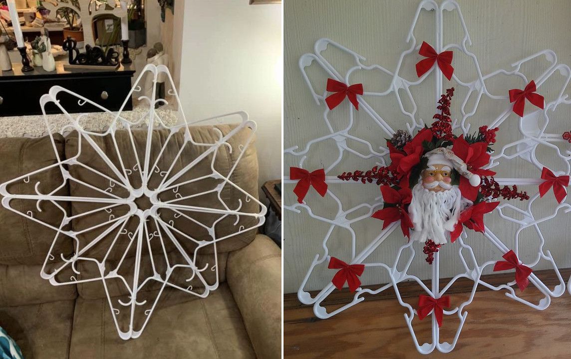 DIY Nice Clothes Hanger  Snowflake Wreath