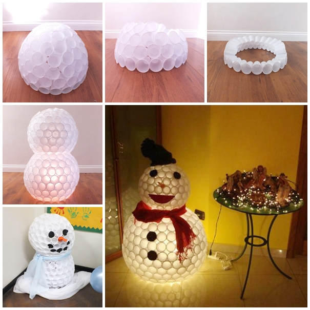 plastic cups snowman