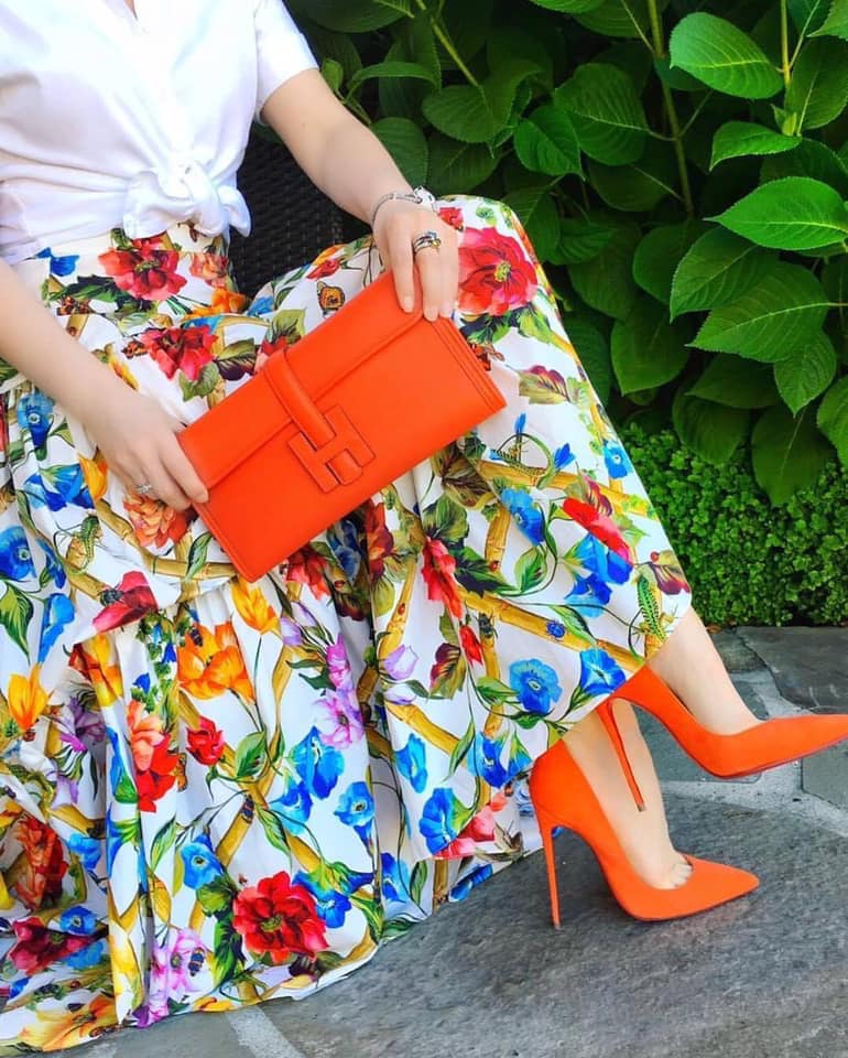 orange shoes and bags