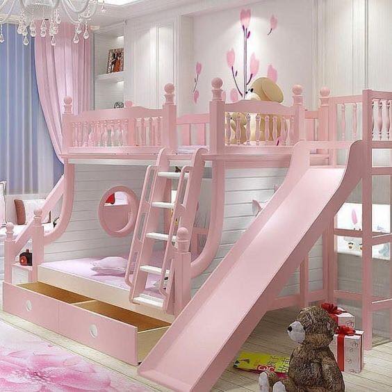 pink bunk beds for girls