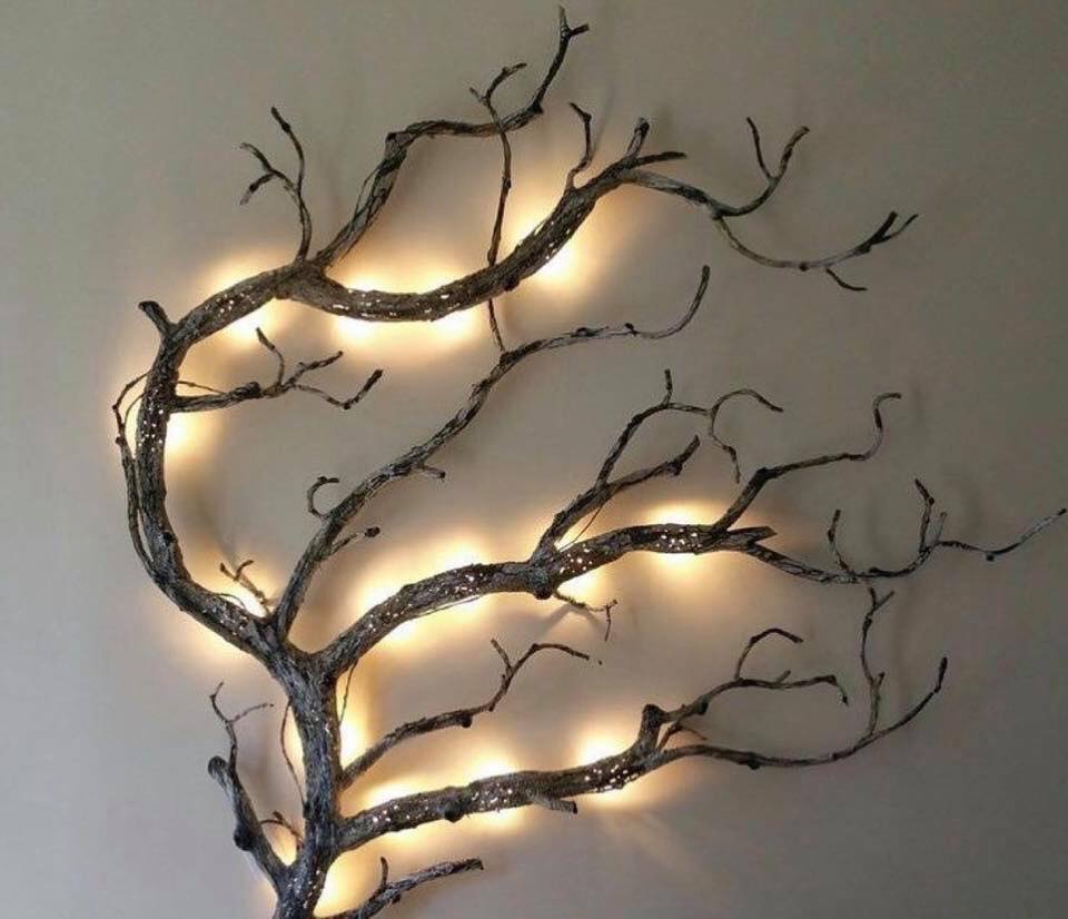 tree branches wall lighting