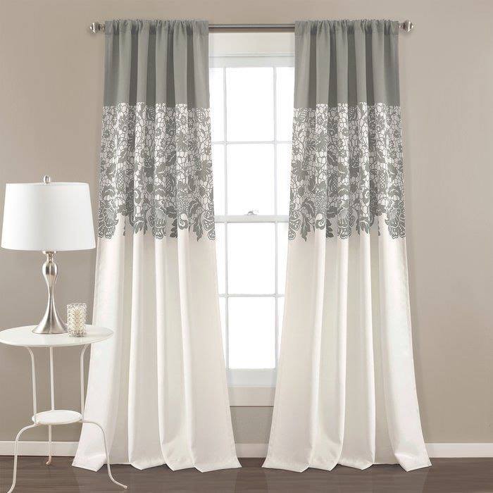 grey and white curtains