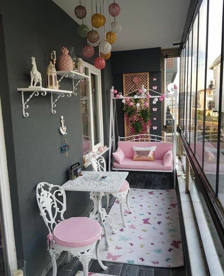 pink and white balcony