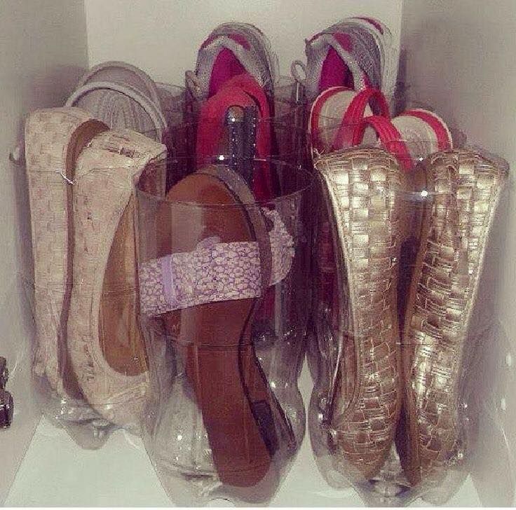 plastic bottles shoes storage